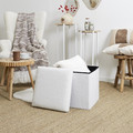 Folding Pouffe, boucle, white