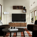 BESTÅ TV bench with doors, black-brown/Lappviken walnut effect, 180x42x38 cm