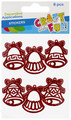 Craft Christmas Self-Adhesive Decoration Set Bells Glitter 6pcs, red