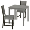 HAUGA / STEFAN Table and 2 chairs, grey/brown-black Knisa grey/beige, 74x74 cm