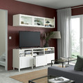 BESTÅ TV storage combination/glass doors, white/Smeviken/Kabbarp white clear glass, 180x42x192 cm