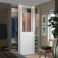 PAX / GRIMO Wardrobe with sliding doors, white/clear glass white, 150x66x236 cm