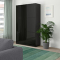 BESTÅ Storage combination with doors, black-brown, Selsviken high-gloss/black, 120x40x192 cm