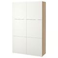 BESTÅ Storage combination with doors, white stained oak effect, Lappviken white, 120x40x192 cm