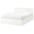 SONGESAND Bed frame with 2 storage boxes, white/Lindbåden, 160x200 cm