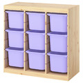 TROFAST Storage combination with boxes, room divider/light white stained pine lilac, 93x44x91 cm