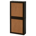 BESTÅ Wall cabinet with 2 doors, black-brown Studsviken/dark brown woven poplar, 60x22x128 cm
