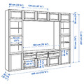 BESTÅ TV storage combination/glass doors, white Sutterviken/Sindvik white clear glass, 300x42x231 cm