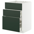METOD/MAXIMERA Base cab f sink+3 fronts/2 drawers, white/Havstorp deep green, 60x60 cm