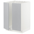 METOD Base cabinet for sink + 2 doors, white/Veddinge grey, 60x60 cm
