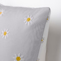 NATTSLÄNDA Cushion cover, floral pattern grey/white, 50x50 cm