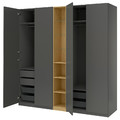 PAX / FORSAND Wardrobe combination, dark grey dark grey/oak effect, 235x60x236 cm