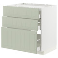 METOD / MAXIMERA Base cab f hob/3 fronts/3 drawers, white/Stensund light green, 80x60 cm