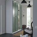 PAX / GRIMO Wardrobe combination, white grey-green/white, 185x60x236 cm