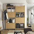 LÅDMAKARE Storage combination w sliding doors, with 2 shelves/oak effect, 159x35x212 cm