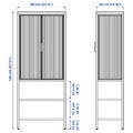 MOSSJÖN Glass-door cabinet with 2 doors, anthracite, 60x34x146 cm