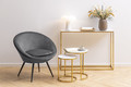 Console Table Alisma, white marble, gold