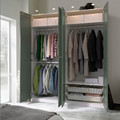 PAX / GRIMO Wardrobe combination, white/grey-green, 200x60x236 cm