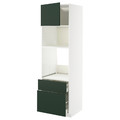 METOD / MAXIMERA High cab f oven/micro w dr/2 drwrs, white/Havstorp deep green, 60x60x200 cm