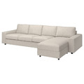 VIMLE Cover 4-seat sofa w chaise longue, with wide armrests/Gunnared beige