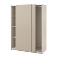 PAX / HASVIK Wardrobe with sliding doors, grey-beige/grey-beige, 150x66x201 cm