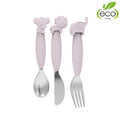 Bo Jungle B-Spoon, Fork, Knife Cutlery for Children Silicone/Inox, pink