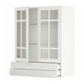 METOD / MAXIMERA Wall cab w 2 glass doors/2 drawers, white/Stensund white, 80x100 cm
