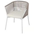 SEGERÖN Outdoor chair with armrests, white/beige/Frösön/Duvholmen beige