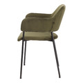Dining Chair Lima, velvet, armrests, green