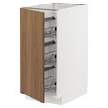 METOD Base cabinet with wire baskets, white/Tistorp brown walnut effect, 40x60 cm