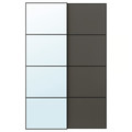 AULI / MEHAMN Pair of sliding doors, black mirror glass/double sided dark grey, 150x236 cm