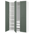 PAX / GRIMO Wardrobe combination, white/grey-green, 150x60x236 cm