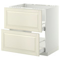 METOD/MAXIMERA Base cab f sink+2 fronts/2 drawers, white, Bodbyn off-white, 80x60 cm