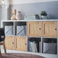 KALLAX Insert with door, pine/woven poplar, 33x33 cm