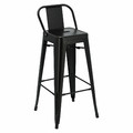 Bar Stool Paris Back Short 75cm, black