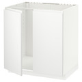 METOD Base cabinet for sink + 2 doors, white/Voxtorp matt white, 80x60 cm