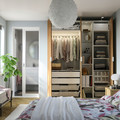 PAX / STORKLINTA Wardrobe combination, white oak effect/white, 185x60x236 cm