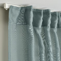 STENFRÖ Sheer curtains, 1 pair, turquoise/with heading tape, 145x300 cm