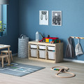 TROFAST Storage combination with boxes, light white stained pine white/grey, 93x44x52 cm
