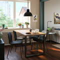 SKÅLSTA Table and 4 chairs, walnut effect U-shaped black-grey/Knäbäck dark grey tubular metal/black-grey, 140x80 cm