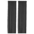 KORGMOTT Block-out curtains, 1 pair, dark grey/with heading tape, 145x300 cm