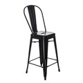 Bar Stool with Backrest Paris Back, black