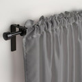 STENFRÖ Sheer curtains, 1 pair, grey/with heading tape, 145x300 cm