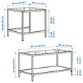 VITTSJÖ Nest of tables, set of 2, light beige/glass, 90x50 cm
