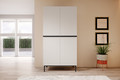 Wardrobe Nicole with Drawer Unit 100 cm, matt white, black legs