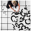 KLIPPBRÄCKA Pre-cut fabric, white/black, 150x300 cm