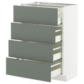 METOD / MAXIMERA Base cab 4 frnts/4 drawers, white/Nickebo matt grey-green, 60x37 cm