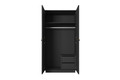 Wardrobe Nicole with Drawer Unit 100 cm, matt black, gold handles