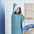 BLÅVINGAD Towel with hood, shark-shaped/blue-grey, 70x140 cm