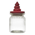 Christmas Tree-Shaped Glass Jar, red